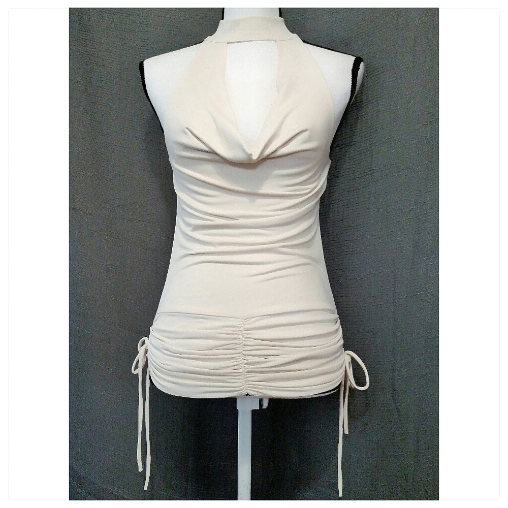 3/$20 Catherine Brûlé Ivory Ruched Tunic Tank